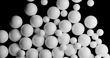 White balls floating in space