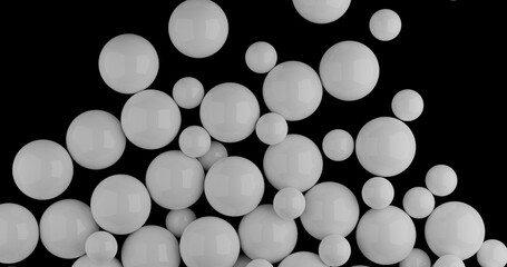 White balls floating in space