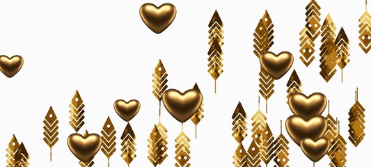 golden hearts abstract with wheat background