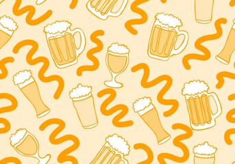 Octoberfest seamless beers pattern for fabrics and textiles and packaging and wrapping paper and menu