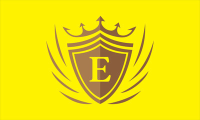 E Royal Crown Vector Logo Design.