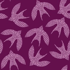 Fototapeta premium Ethnic animals seamless birds line art pattern for wrapping and clothes print and kids and accessories and fabrics