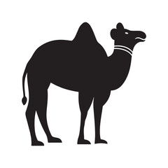 Desert camel wild animal icon | Black Vector illustration |