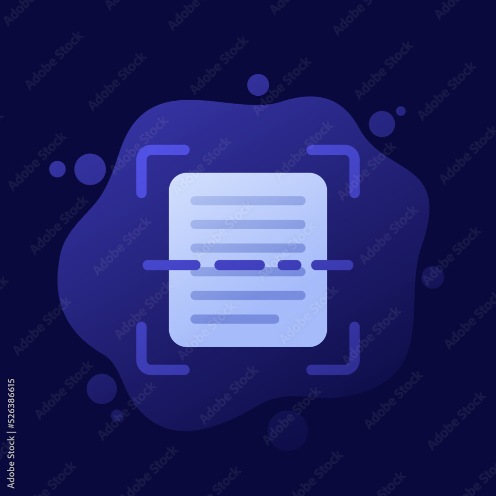Poster document scan icon, dark vector design