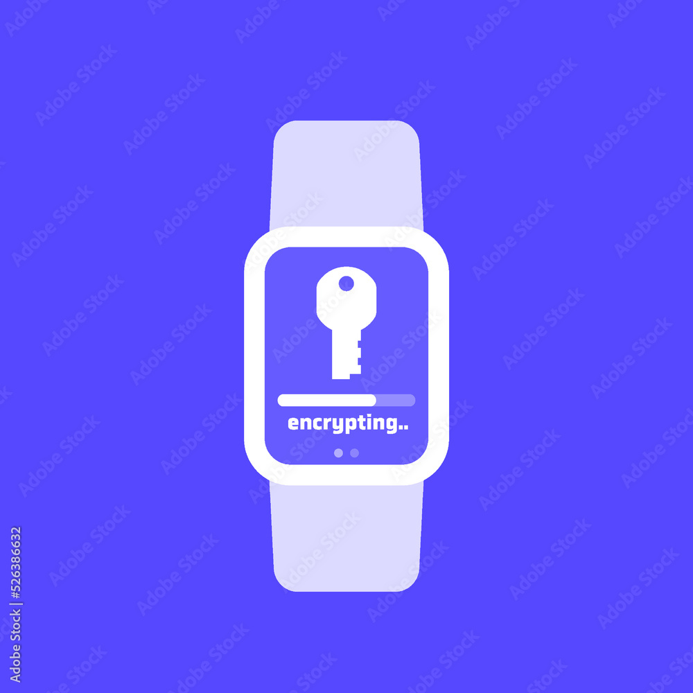 Poster encryption of personal data in smart watch, vector