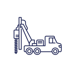 drill truck line icon on white