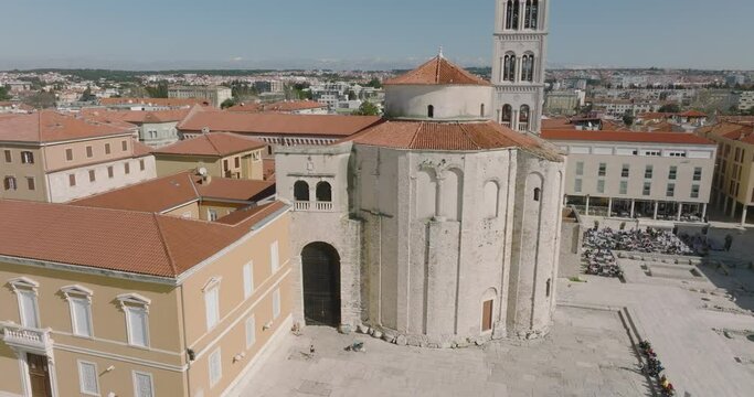 Aerial view of the old town center of Zadar, Croatia