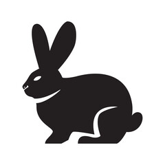 Domestic pet easter rabbit icon | Black Vector illustration |