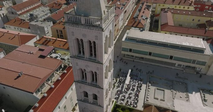 Aerial view of the old town center of Zadar, Croatia
