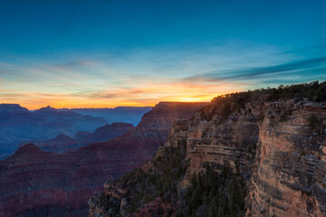 Morning light breaks over the Grand Canyon