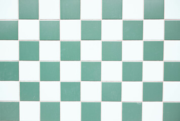 Green and white background. Background with squares. Chess board. 