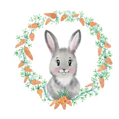 Happy New Year 2023, grey funny rabbit head