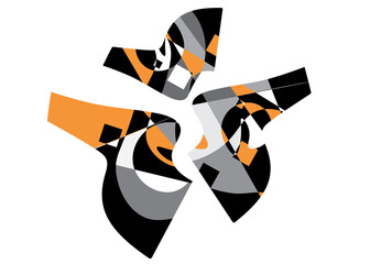 black and white and gold abstract shapes