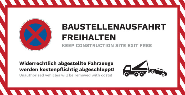 Bauzaun Banner Halteverbot Parkverbot Baustelle Abschleppen Fahrzeuge