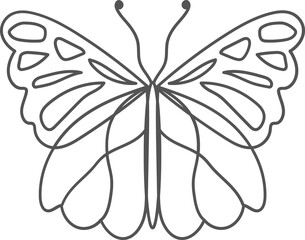 Minimalistic Monarch Butterfly Line Art Illustration