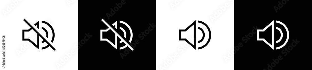 Poster speaker in line style icon. volume icon vector. loudspeaker icon vector. mute and unmute volume soun