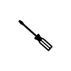 Black Screwdriver Vector Icon Or Slotted Common Blade For Apps And Websites