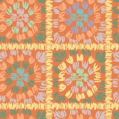 Granny Square Crochet. Multicolored Knitted Squares Seamless Pattern. Crochet Cozy Blanket. Old Fashioned Colorful Background. Knitting Vector illustration