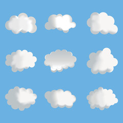 Clouds set isolated on blue background.