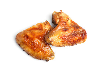 Delicious fried chicken wings isolated on white background