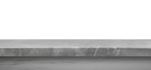 Empty light grey marble surface isolated on white. Mockup for design