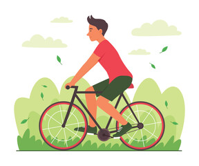 Man Enjoy Riding a Bicycle in Park
