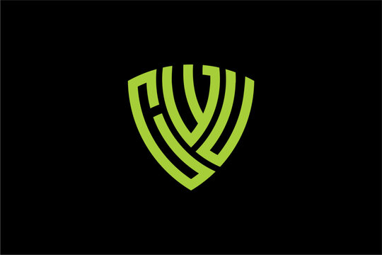 CWU creative letter shield logo design vector icon illustration
