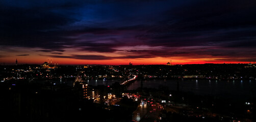 Sunset in Istanbul from Galata Halic