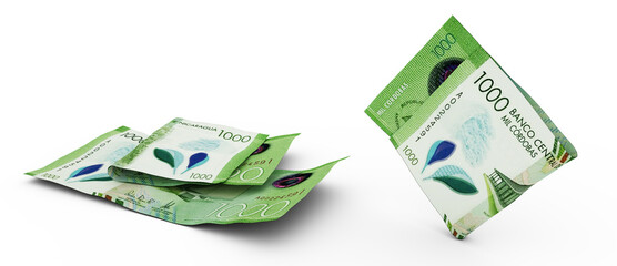 Set of Nicaraguan Cordoba note isolated on white background. 3d rendering