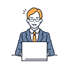 問題が解決して喜ぶ上司の男性のシンプルなベクターイラスト素材