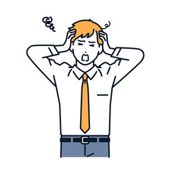 頭を抱える若いビジネスマンのシンプルなベクターイラスト素材