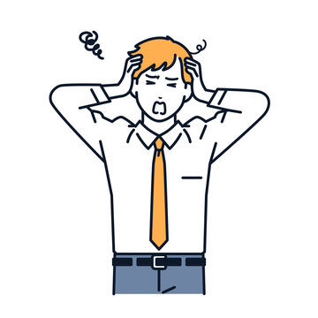 recommend clip art: 頭を抱える若いビジネスマンのシンプルなベクターイラスト素材