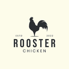 Fototapeta na wymiar rooster with vintage style logo vector icon design. chicken, animal template illustration