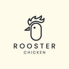 rooster with line art style logo vector icon design. chicken, animal template illustration © SD22