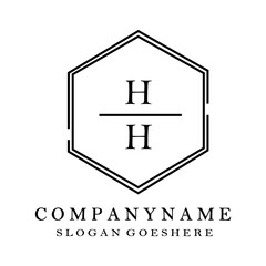 initials letter H H handwriting logo vector template