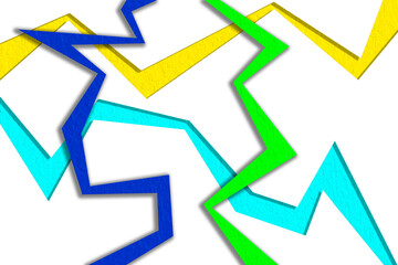 Colored lightning lines. Transparent background.