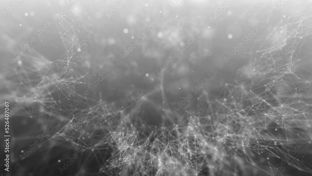 Fototapete Abstract futuristic technology of low poly triangle dots and lines network structure. Mesh data 4K loop motion background.