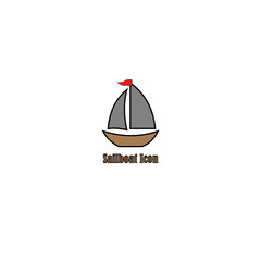 Simple sailing ship vector for icon or logo on white background