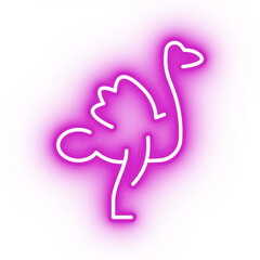 Fototapeta premium Neon pink ostrich icon, transparent background, neon safari animal icon