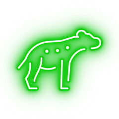 Neon green hyena icon, transparent background, neon safari animal icon