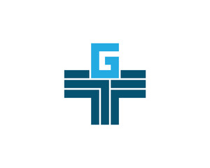 Letter G Cross Plus Logo Concept sign icon symbol Design. Medical, Health Care Logotype. Vector illustration template