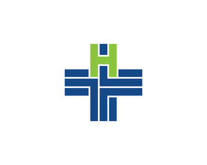 Letter H Cross Plus Logo Concept sign icon symbol Design. Medical, Health Care Logotype. Vector illustration template