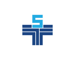 Letter S Cross Plus Logo Concept sign icon symbol Design. Medical, Health Care Logotype. Vector illustration template