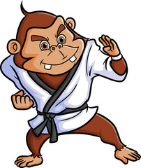 The strong chimpanzee as the professional karate