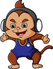 The strong monkey is doing the wrestling