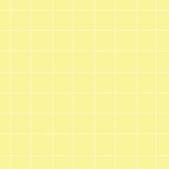 Abstract yellow square fabric pattern, white dashed line quilt pattern, bed sheet pattern, handkerchief pattern.