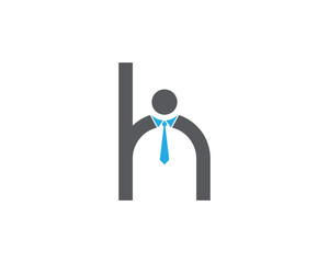 Letter h Businessman Logo Concept sign icon symbol Design. Human, People, Tie, Consultant Business Logotype. Vector illustration template