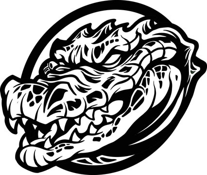 Angry Crocodile Head Shield Silhouette Vector illustrations for your work Logo, mascot merchandise t-shirt, stickers and Label designs, poster, greeting cards advertising business company or brands.