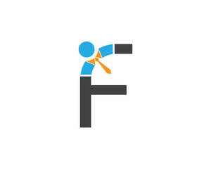 Letter F Businessman Logo Concept sign icon symbol Design. Human, People, Tie, Consultant Business Logotype. Vector illustration template