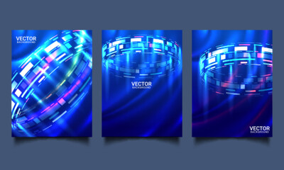 Vector template for brochure or cover with hi-tech elements background